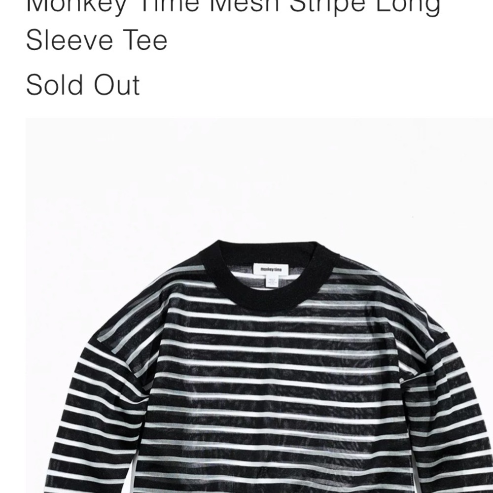 Monkey time for urban outfitters mesh long sleeve striped‎ tee. NWOT retail 149
